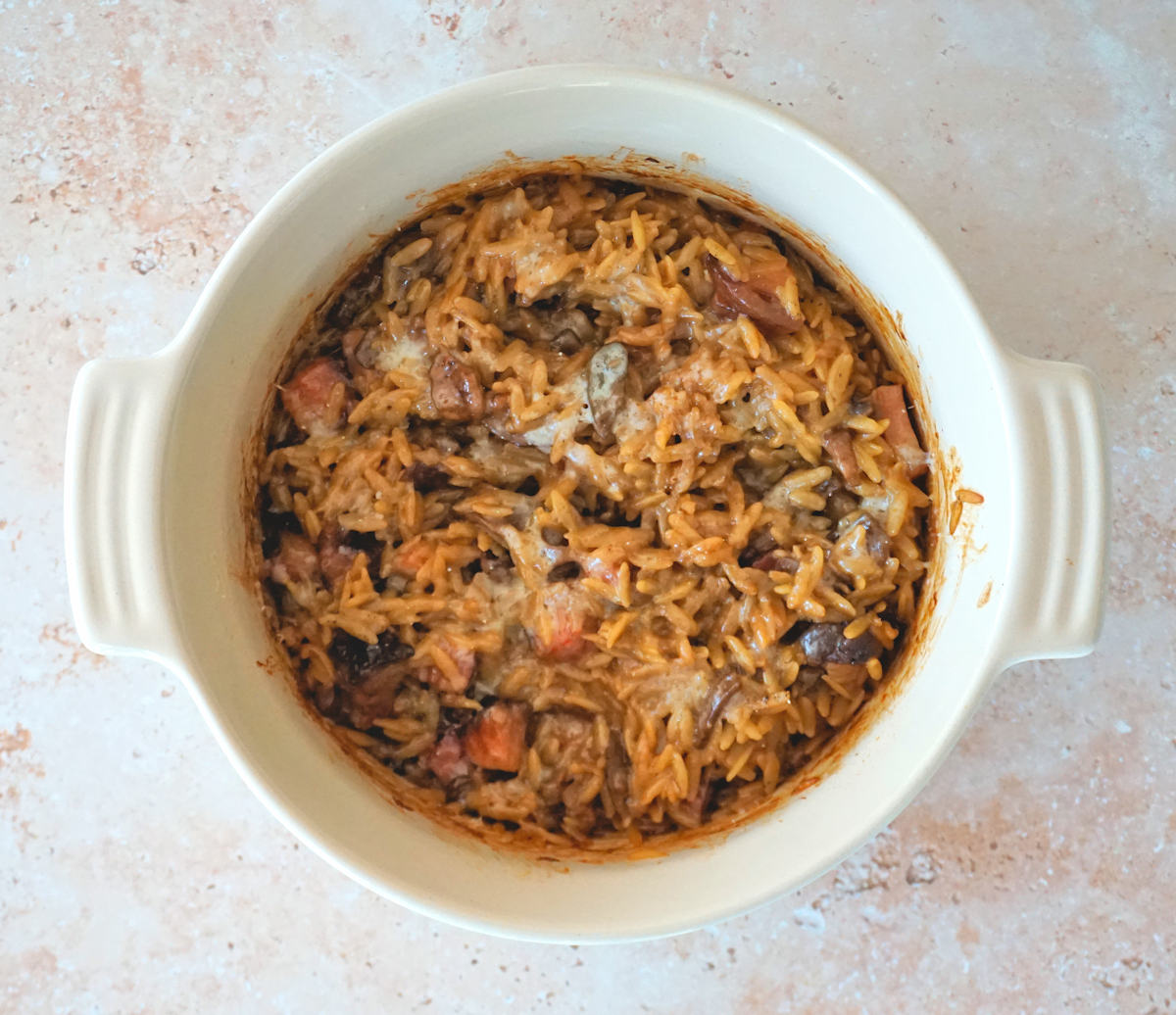 Baked Orzo With Mushrooms And Pancetta Recipe Cuisine Fiend